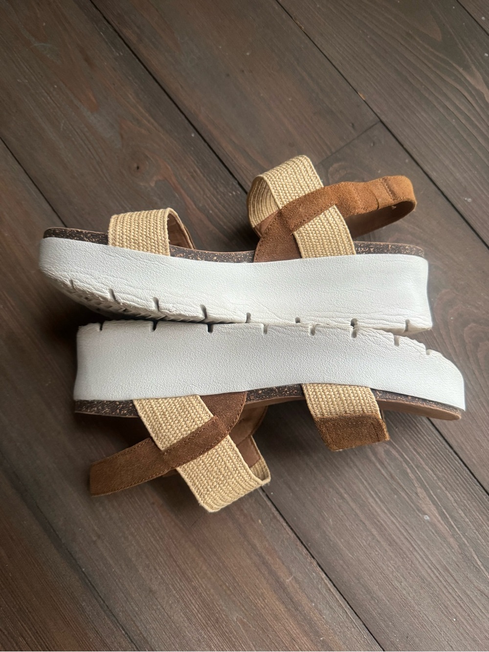 OTBT Nova Platform Wedge Slingback Natural Fiber Sandals Women’s 7.5 Tan EUC - Picture 6 of 16